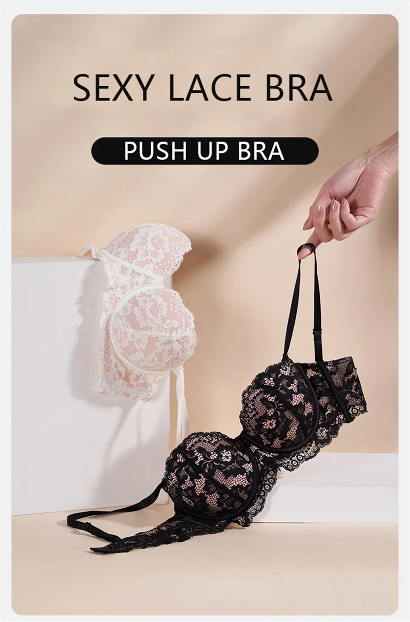 Sexy Lace Bra Women 1/2 Cup Underwire Bras Ladies Push Up Underwear Trendy Floral Brassiere Female Comfortable Intimates