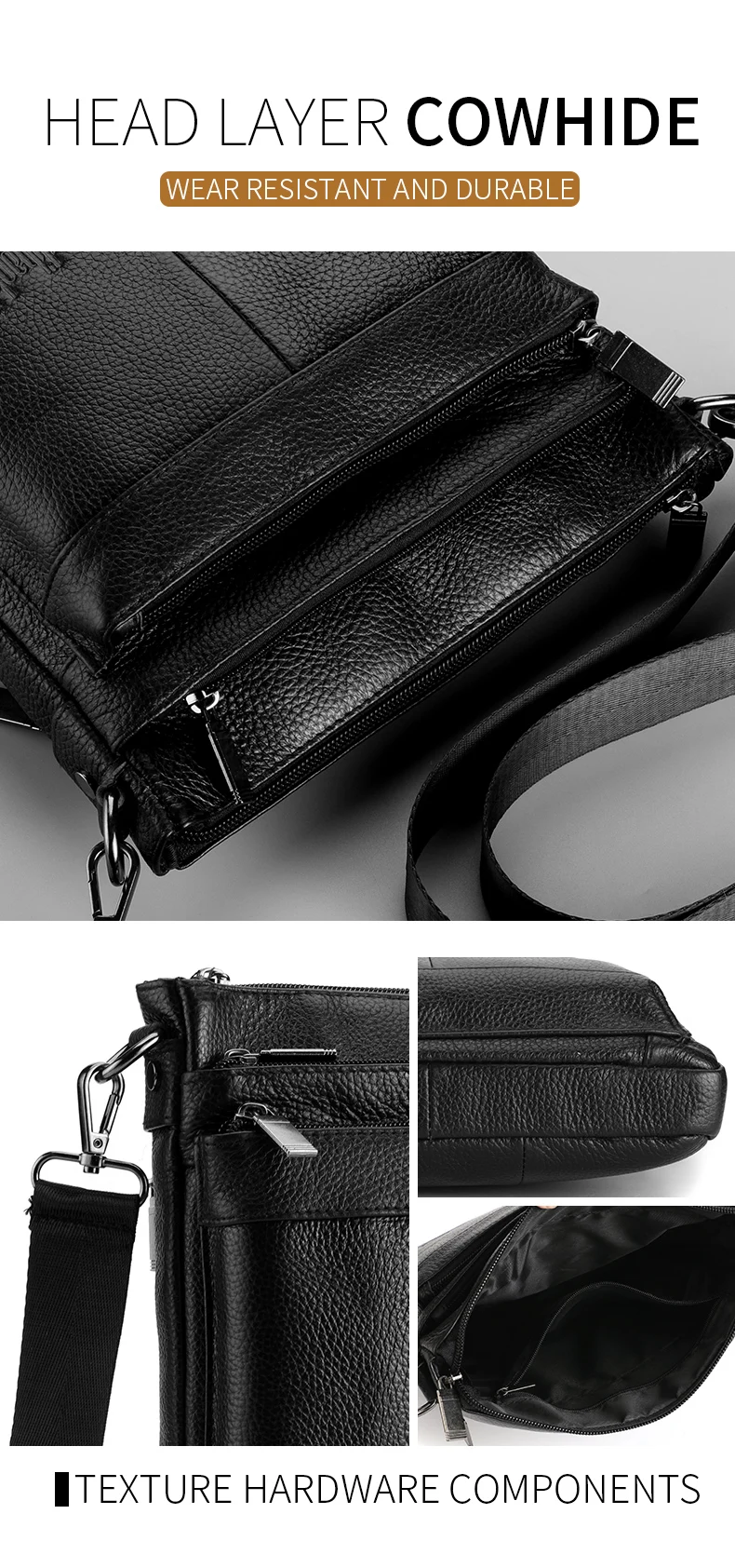 Men's Leather Messenger Bag Business Shoulder Bag Small Crossbody Bag Multi Function Messenger Bag Men's Travel Bag