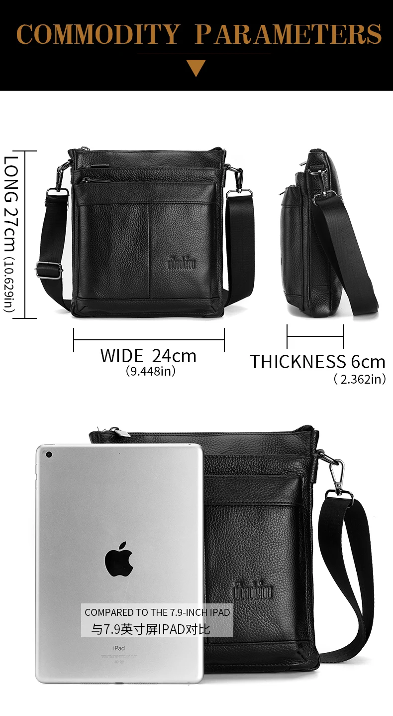Men's Leather Messenger Bag Business Shoulder Bag Small Crossbody Bag Multi Function Messenger Bag Men's Travel Bag