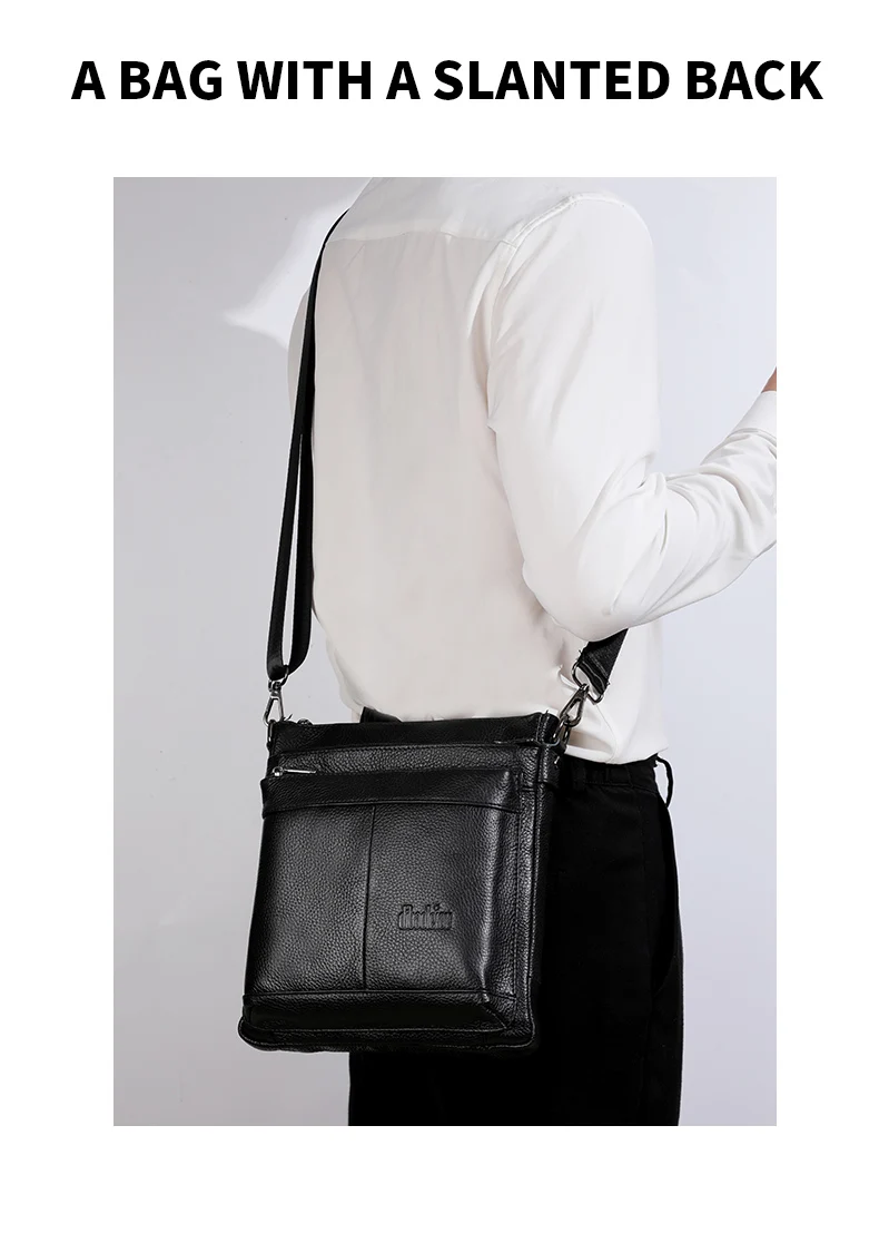 Men's Leather Messenger Bag Business Shoulder Bag Small Crossbody Bag Multi Function Messenger Bag Men's Travel Bag