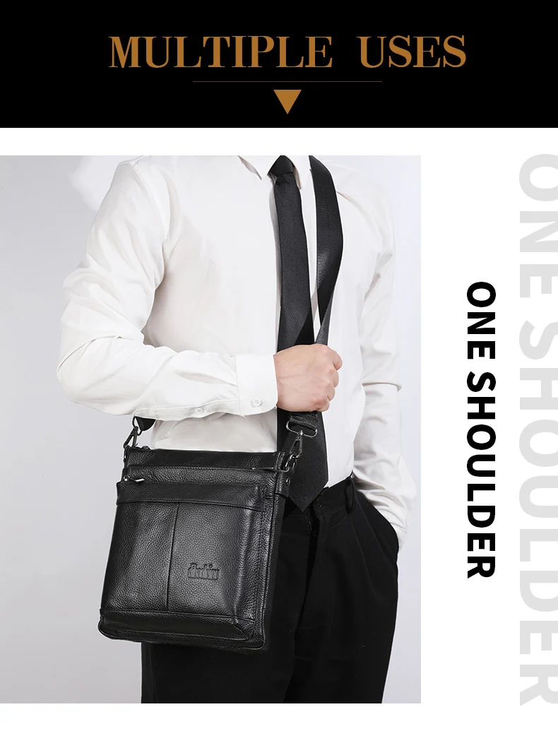 Men's Leather Messenger Bag Business Shoulder Bag Small Crossbody Bag Multi Function Messenger Bag Men's Travel Bag