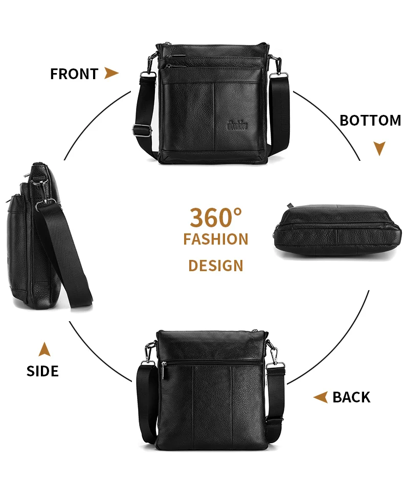 Men's Leather Messenger Bag Business Shoulder Bag Small Crossbody Bag Multi Function Messenger Bag Men's Travel Bag