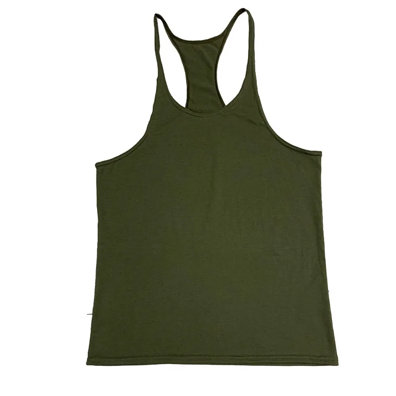 European American Summer New Casual Exercise Workout Training Vest Men's Solid Color plus Size I-Shaped Vest
