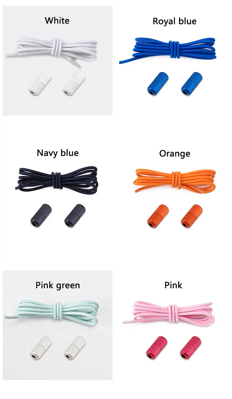 Round Elastic Shoe Laces No Tie Shoelaces Sneakers Shoelace Without Ties Metal Capsules Lock Shoes Accessories for Kids Adult