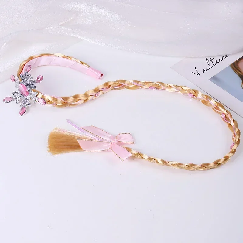 Frozen Wig Braid Princess Hairband Girl Elsa Snowflake Blue Pink Headband Hair Accessories Queen Headdress baby Girls Weaving