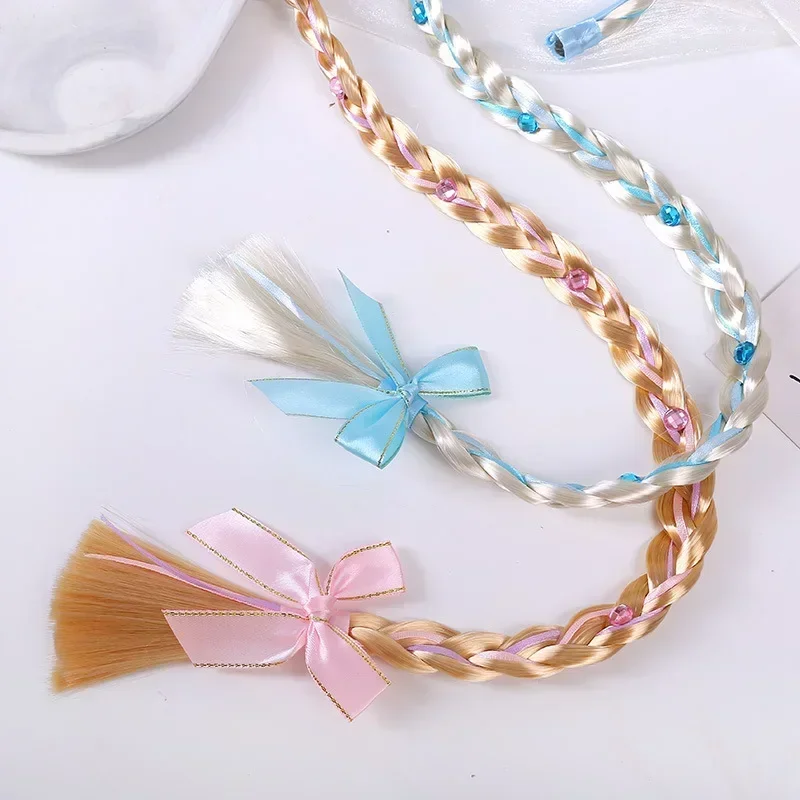 Frozen Wig Braid Princess Hairband Girl Elsa Snowflake Blue Pink Headband Hair Accessories Queen Headdress baby Girls Weaving
