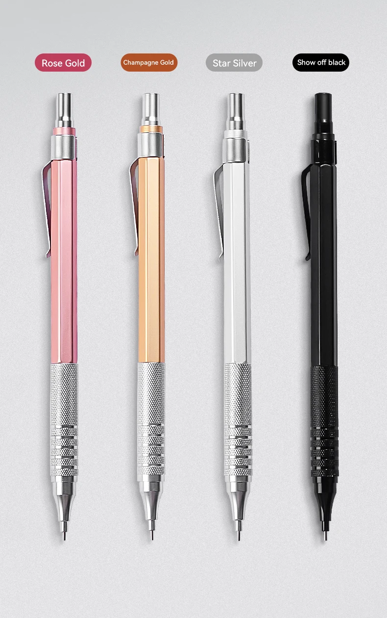 0.3 0.5 0.7 mm Mechanical Pencil Low Center of Gravity Metal Writing Art Drawing Painting Automatic Pencil Office School Supply