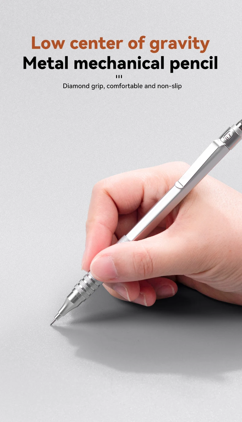 0.3 0.5 0.7 mm Mechanical Pencil Low Center of Gravity Metal Writing Art Drawing Painting Automatic Pencil Office School Supply