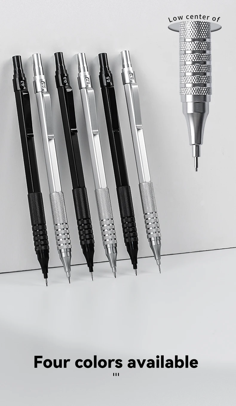 0.3 0.5 0.7 mm Mechanical Pencil Low Center of Gravity Metal Writing Art Drawing Painting Automatic Pencil Office School Supply