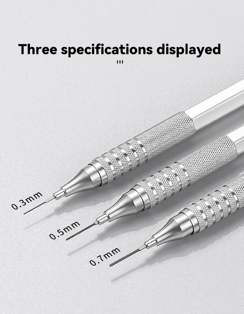 0.3 0.5 0.7 mm Mechanical Pencil Low Center of Gravity Metal Writing Art Drawing Painting Automatic Pencil Office School Supply