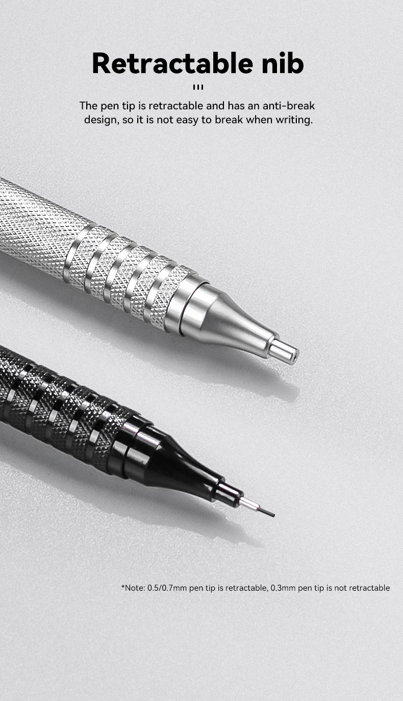0.3 0.5 0.7 mm Mechanical Pencil Low Center of Gravity Metal Writing Art Drawing Painting Automatic Pencil Office School Supply