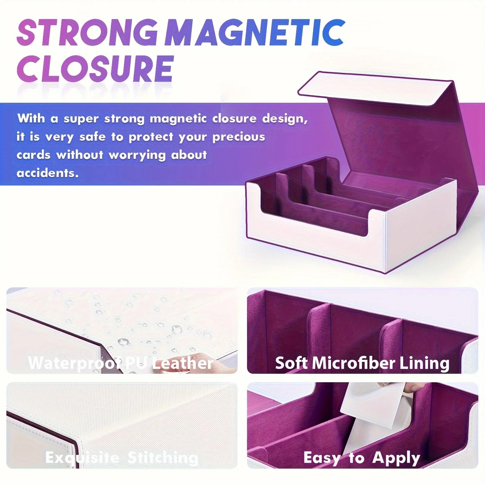 Trading Card Storage Box, Can Hold 1800+ Single Decks, Magnetic Closure PU Leather Card Box, Fits for TCG, Yugioh Cards