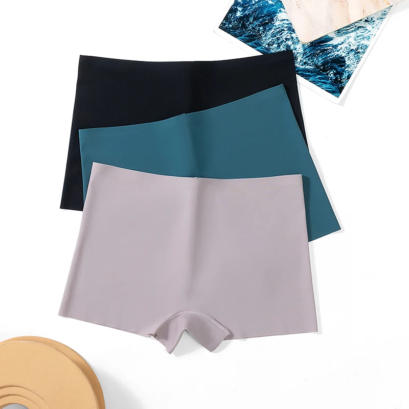 WarmSteps 3PCS/Set Women's Panties Seamless Female Boxers Breathable Silk Satin Underwear Comfort Lingerie Sport Woman Boyshorts