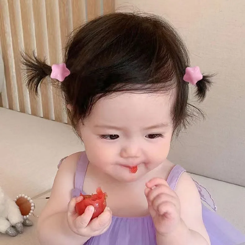 12PCS Candy Colored Heart-shaped Lovely Girls Elastic Hair Bands Princess Hair Accessories Children Hair Ties Baby Headwear