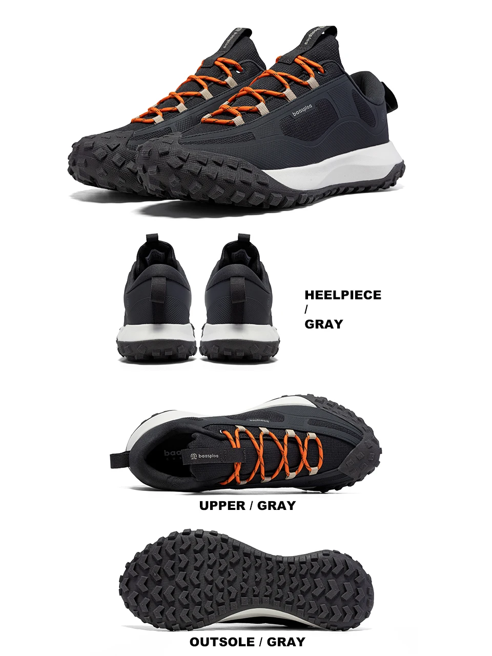 Baasploa Hiking Shoes Men Outdoor Waterproof Camping Resistant Non Slip Sneakers Male Casual Lightweight Lace-Up Walking Shoes