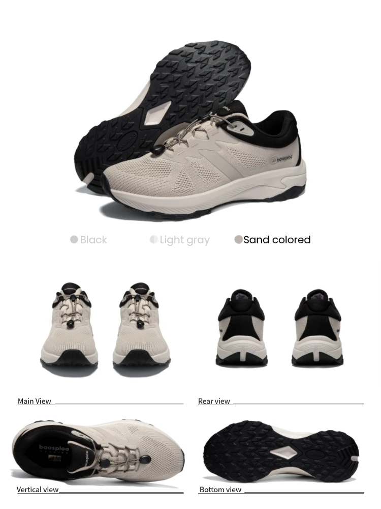 Baasploa Hiking Shoes Men Outdoor Waterproof Camping Resistant Non Slip Sneakers Male Casual Lightweight Lace-Up Walking Shoes