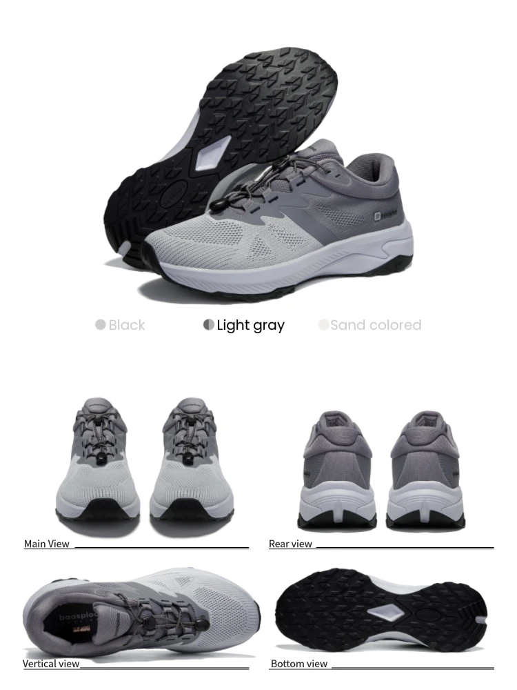 Baasploa Hiking Shoes Men Outdoor Waterproof Camping Resistant Non Slip Sneakers Male Casual Lightweight Lace-Up Walking Shoes