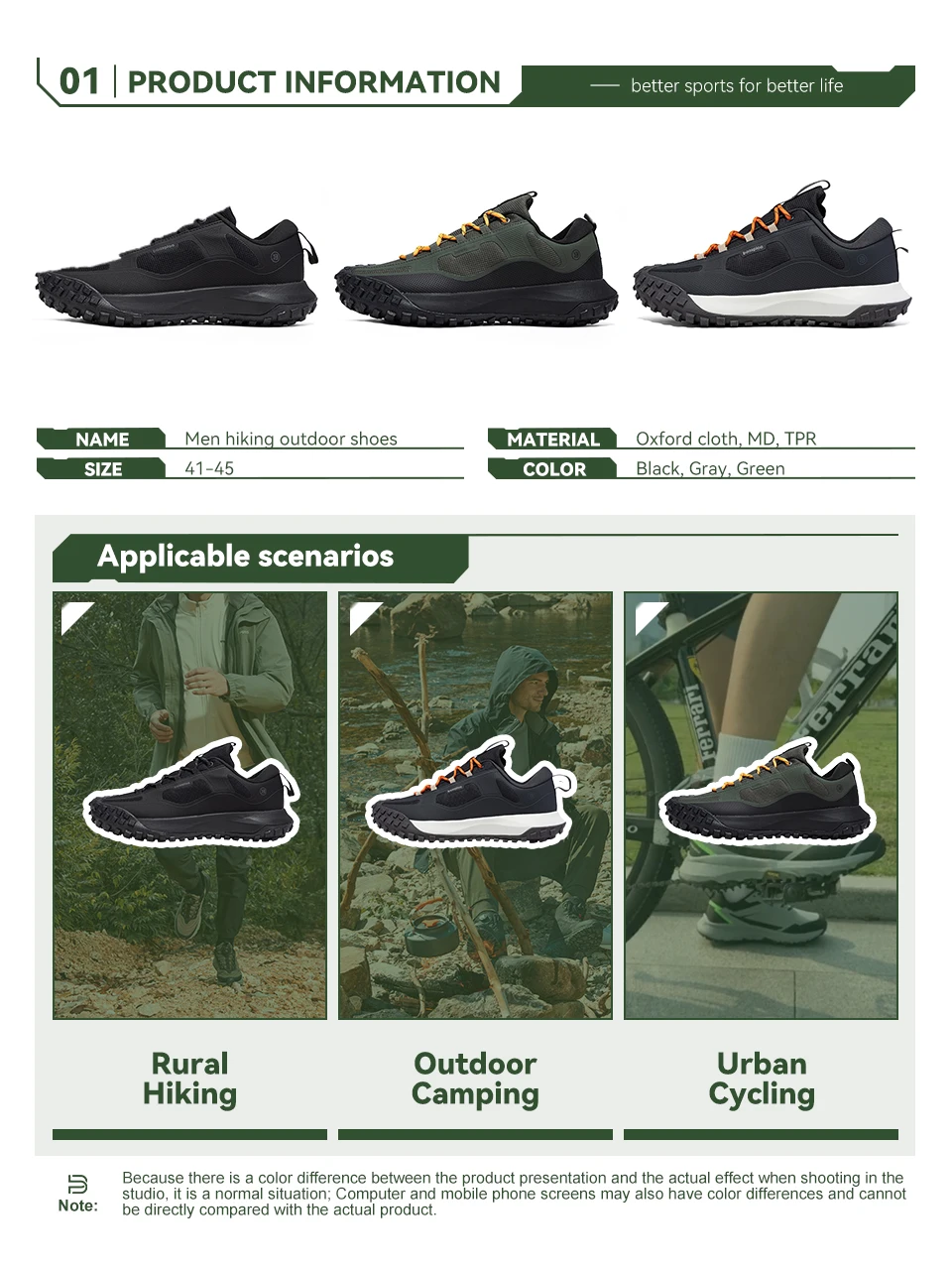 Baasploa Hiking Shoes Men Outdoor Waterproof Camping Resistant Non Slip Sneakers Male Casual Lightweight Lace-Up Walking Shoes