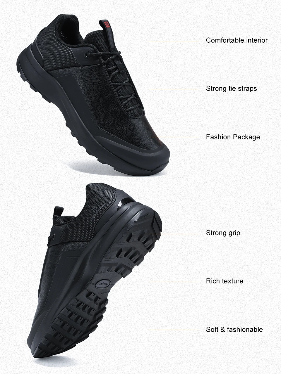 Baasploa Hiking Shoes Men Outdoor Waterproof Camping Resistant Non Slip Sneakers Male Casual Lightweight Lace-Up Walking Shoes