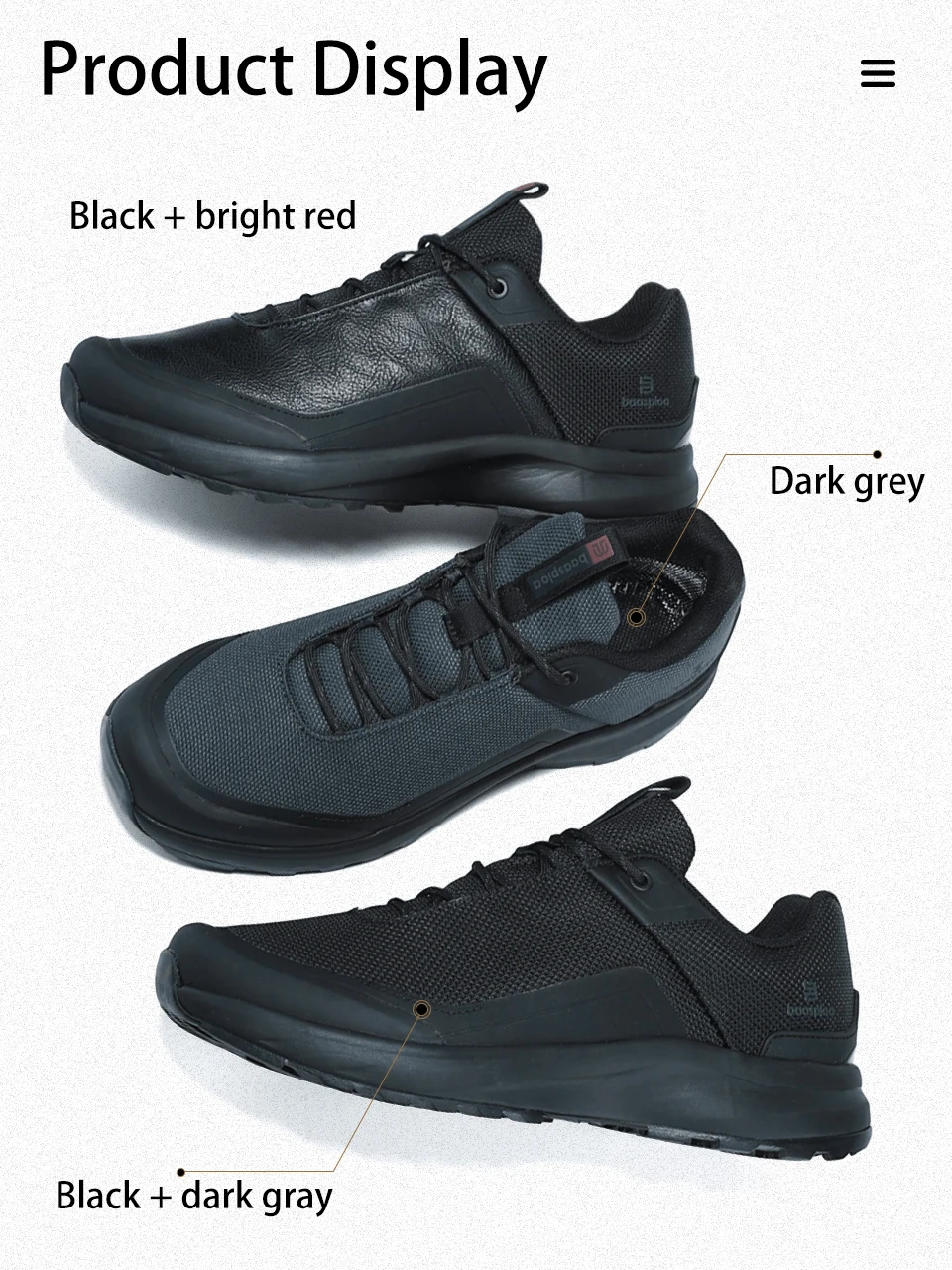 Baasploa Hiking Shoes Men Outdoor Waterproof Camping Resistant Non Slip Sneakers Male Casual Lightweight Lace-Up Walking Shoes