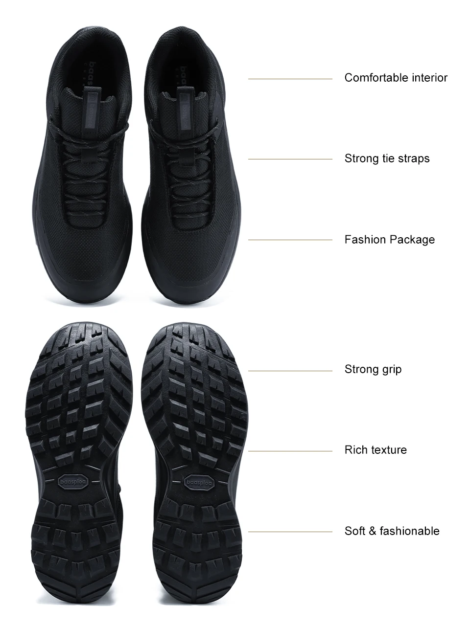 Baasploa Hiking Shoes Men Outdoor Waterproof Camping Resistant Non Slip Sneakers Male Casual Lightweight Lace-Up Walking Shoes