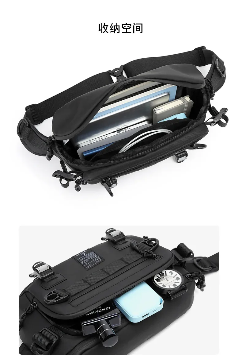 OZUKO Tactical Bag Fanny Pack Outdoor Sports Tactical Multifunction Waterproof Male Chest Bag Mens Crossbody Bags