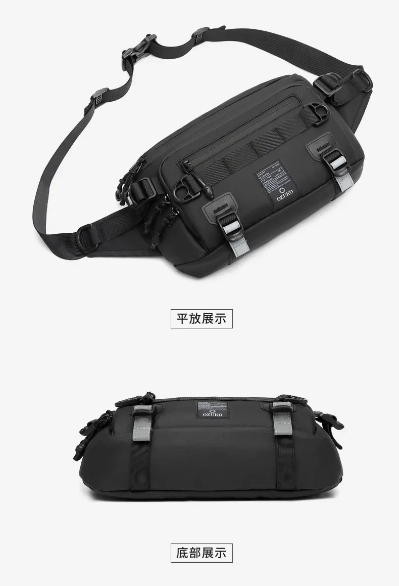 OZUKO Tactical Bag Fanny Pack Outdoor Sports Tactical Multifunction Waterproof Male Chest Bag Mens Crossbody Bags