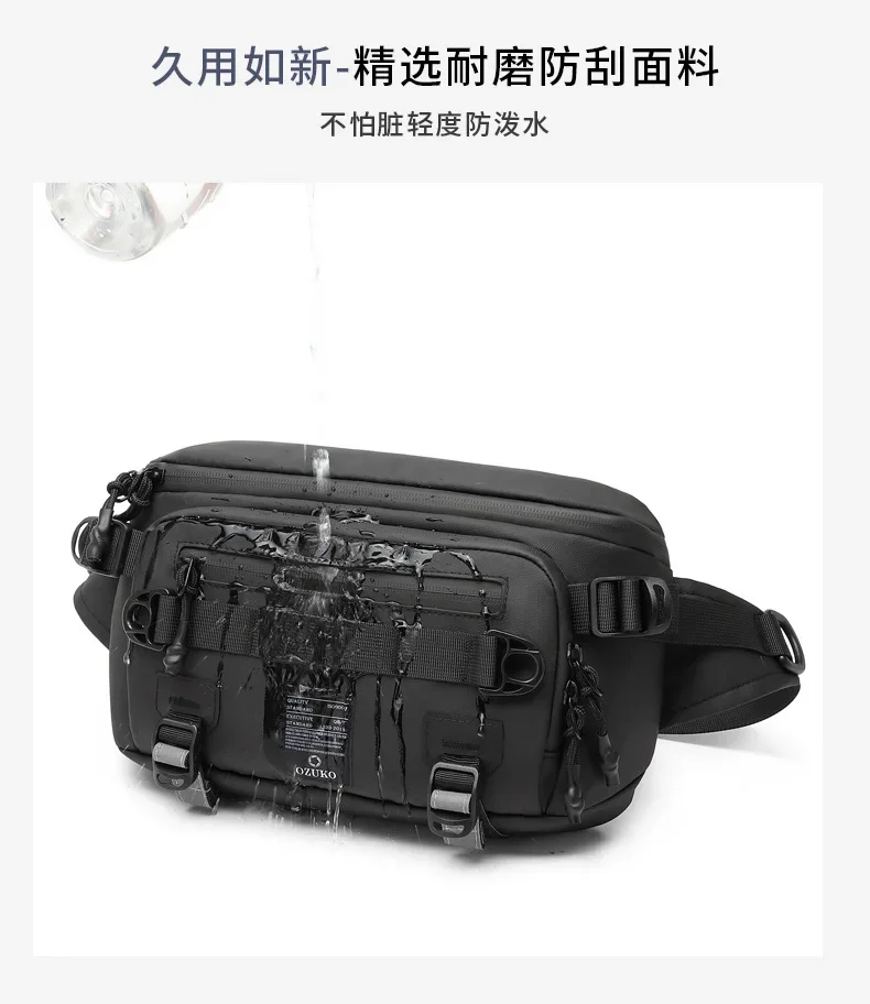 OZUKO Tactical Bag Fanny Pack Outdoor Sports Tactical Multifunction Waterproof Male Chest Bag Mens Crossbody Bags