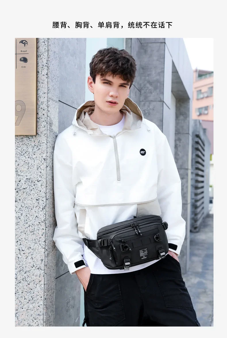 OZUKO Tactical Bag Fanny Pack Outdoor Sports Tactical Multifunction Waterproof Male Chest Bag Mens Crossbody Bags