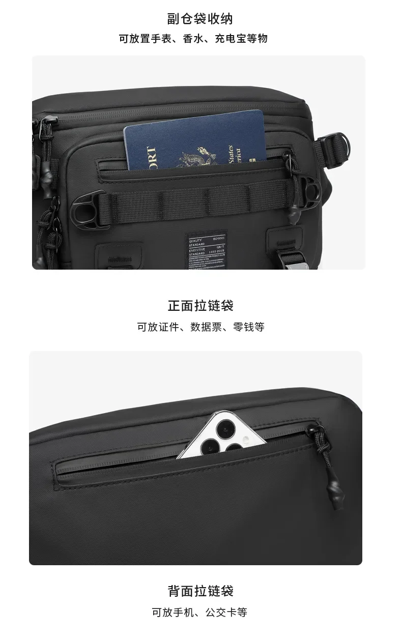 OZUKO Tactical Bag Fanny Pack Outdoor Sports Tactical Multifunction Waterproof Male Chest Bag Mens Crossbody Bags