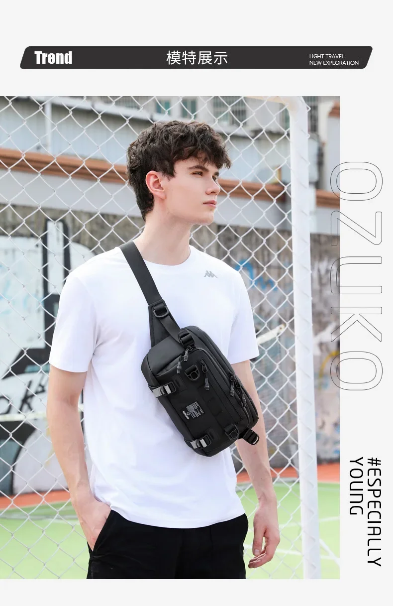 OZUKO Tactical Bag Fanny Pack Outdoor Sports Tactical Multifunction Waterproof Male Chest Bag Mens Crossbody Bags