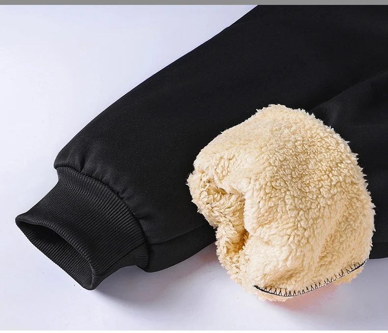 Pants for men in autumn and winter, thickened with fleece for outerwear, casual pants, warm lamb wool sports sweatpants