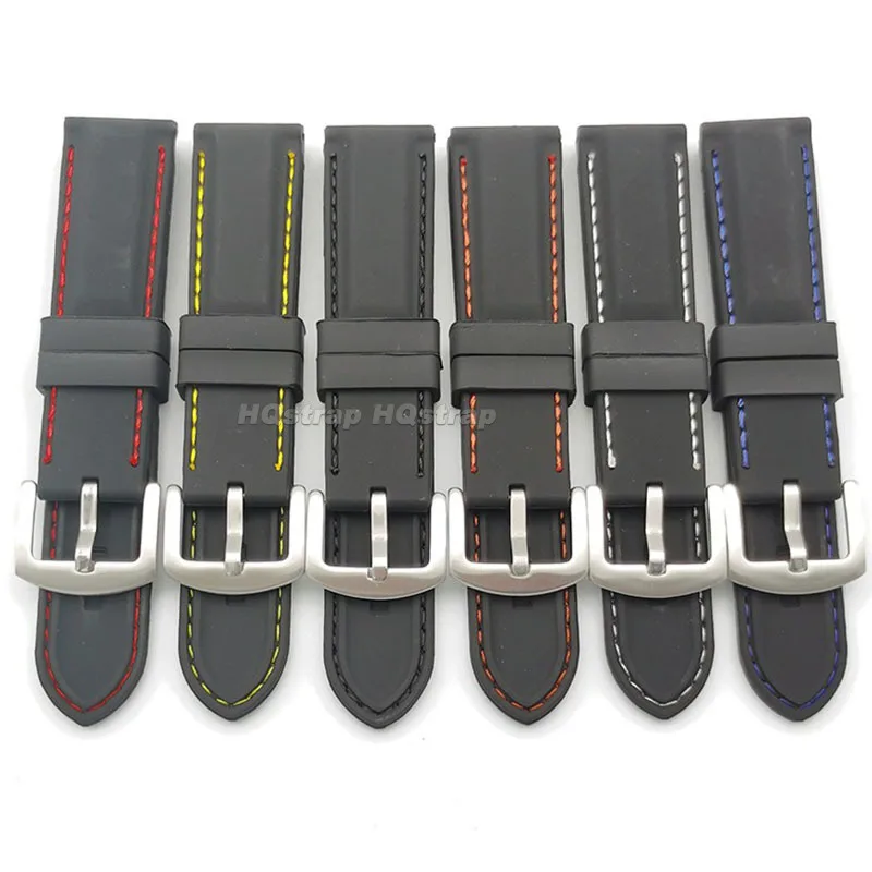 Rubber Strap 18mm 20mm 22mm 24mm 26mm Band Silicone Wristband Waterproof Bracelet Sport Watchband Universal Replacement Belt