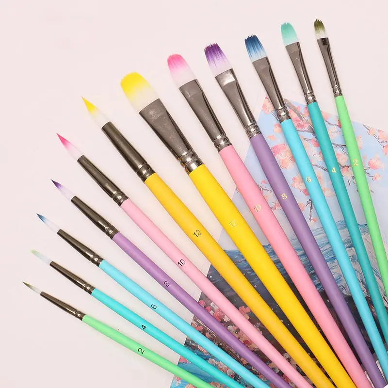 Round Pointed Tip Brush Nylon Hair Artist Acrylic Paint Brushes 6 Pieces Sets Fine Tip Paint Brush Set for Watercolor