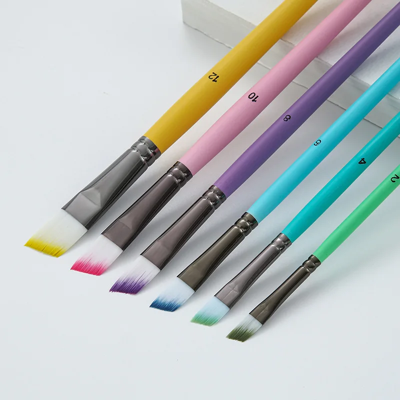 Round Pointed Tip Brush Nylon Hair Artist Acrylic Paint Brushes 6 Pieces Sets Fine Tip Paint Brush Set for Watercolor