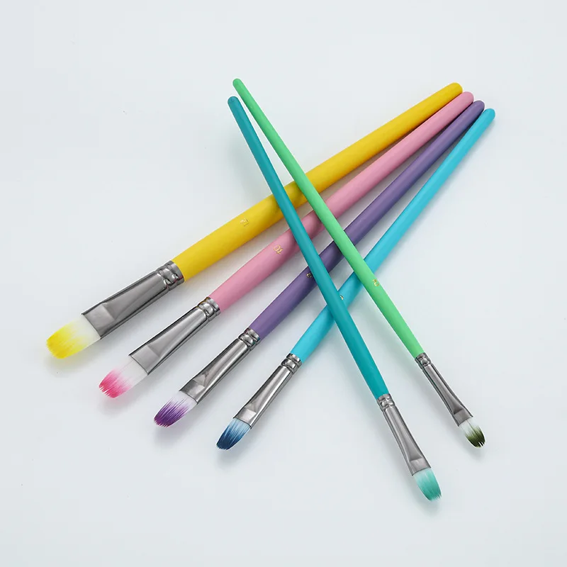 Round Pointed Tip Brush Nylon Hair Artist Acrylic Paint Brushes 6 Pieces Sets Fine Tip Paint Brush Set for Watercolor