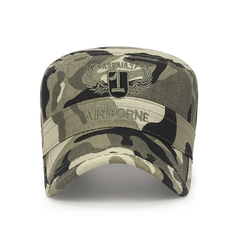 New Spring and Autumn Seasons Outdoor Camouflage Sports Flat Cap Mens and Womens Leisure Sunshade Cotton Embroidered Hat
