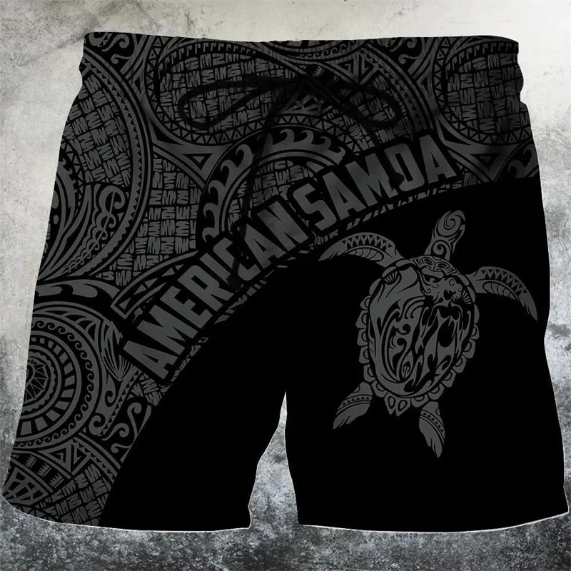 3D Printed Funny Sea Turtle Short Pants For Men Floral Leaf Plant Pattern Swim Trunks Casual Harajuku Street Hawaii Beach Shorts