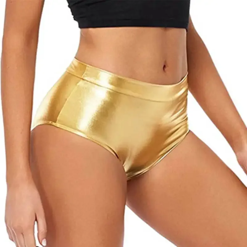 Sexy Nightclub Short Pants Shiny PU Leather Shorts for Women Girls Slim Elastic Waist Shorts Plus Size Comfort Soft Hot Pants