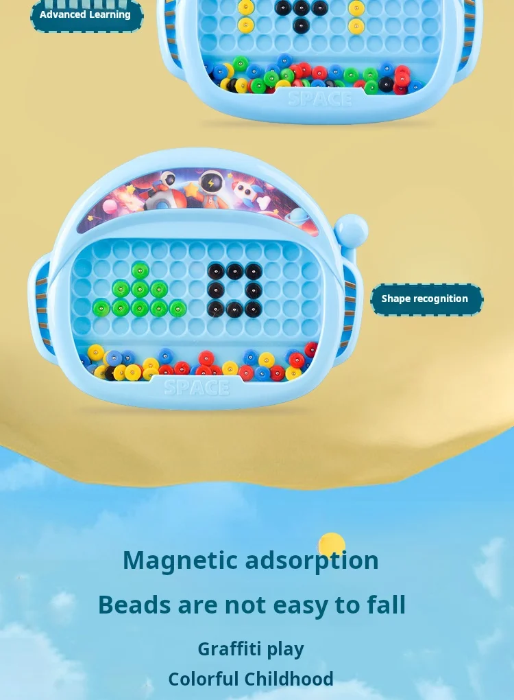 1 PCS Children's Magnetic Doodle Board with Pen & Beads Drawing Toy for 3-8 Years Kids Educational Boy Girl Montessori Gift