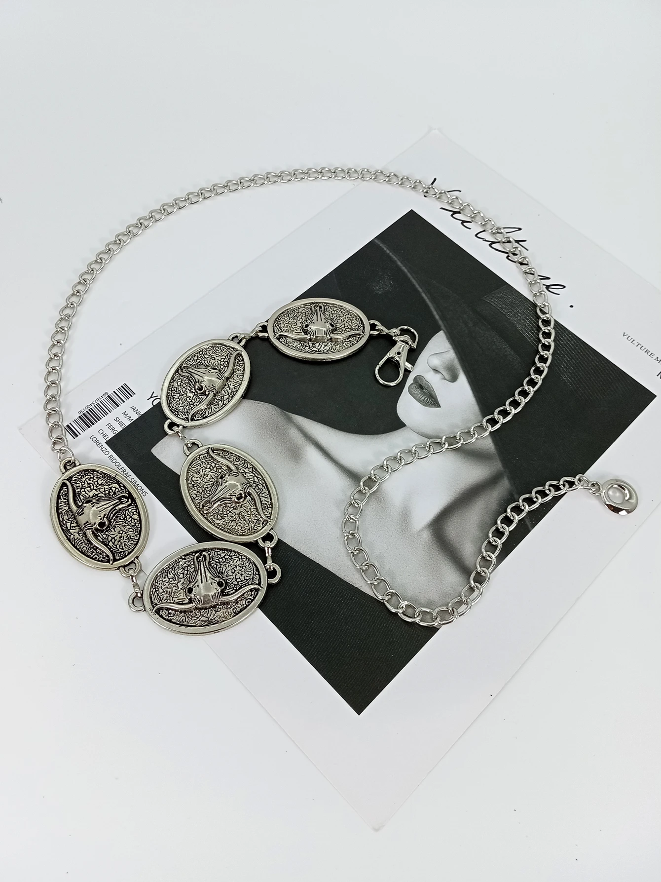 Vintage Silver Chain Belt Sun Bull Coins Female Waist Y2K Dress Waistband Designer Belts For Women High Quality Punk Corset