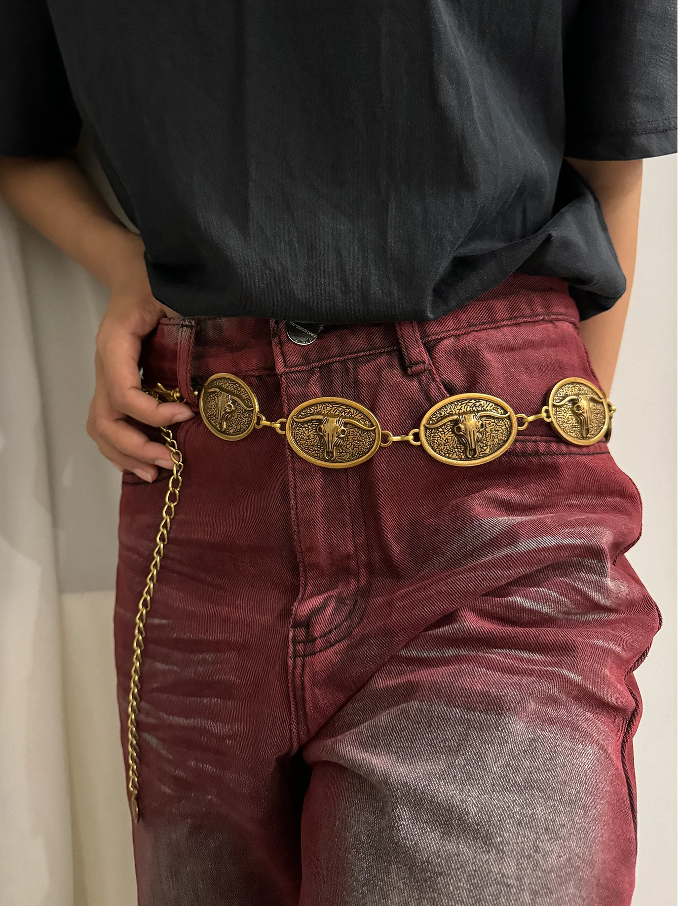 Vintage Silver Chain Belt Sun Bull Coins Female Waist Y2K Dress Waistband Designer Belts For Women High Quality Punk Corset