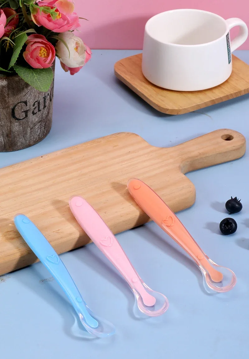 BPA Free Baby Silicone Spoons First Stage Infant Soft Spoons Baby Training Feeding Spoon Toddler Complementary Food Spoon