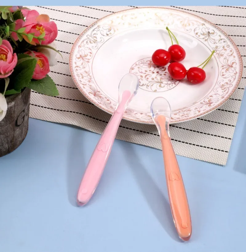 BPA Free Baby Silicone Spoons First Stage Infant Soft Spoons Baby Training Feeding Spoon Toddler Complementary Food Spoon