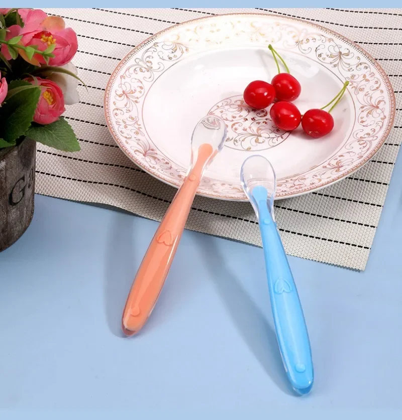 BPA Free Baby Silicone Spoons First Stage Infant Soft Spoons Baby Training Feeding Spoon Toddler Complementary Food Spoon