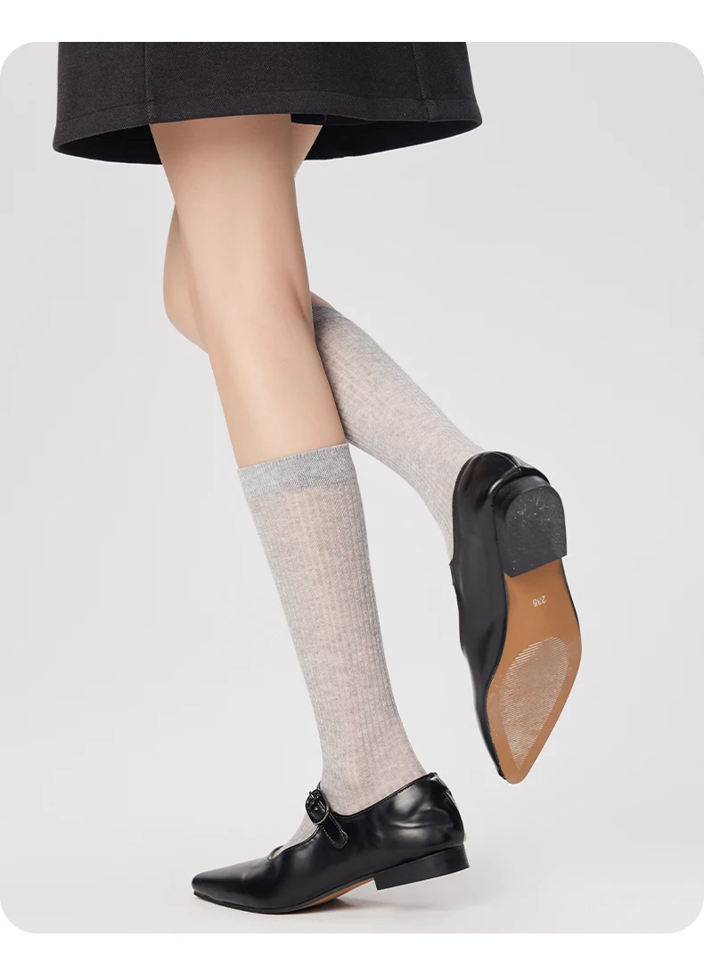 Women's Calf Socks Summer Hollow Mesh Breathable Ballet Style Black And White Gray Thin Style Soft Slimming Sweet Mid Tube Socks