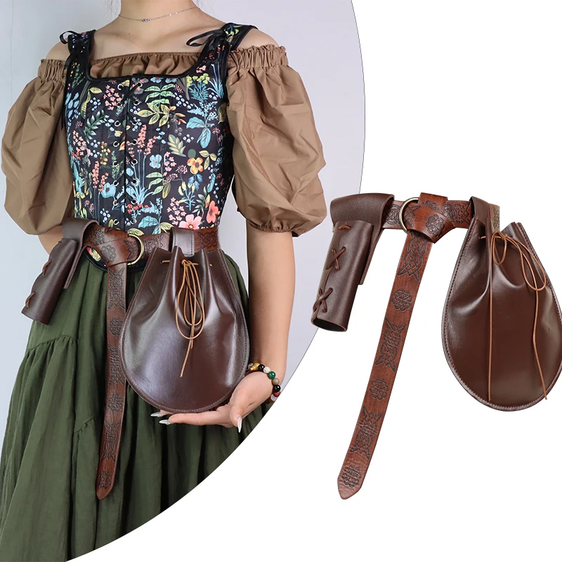 3 Pack Medieval Female Warrior Style Renaissance Sword Sheath Vintage Waist Bag Viking Fanny Pack Halloween Cosplay Decoration