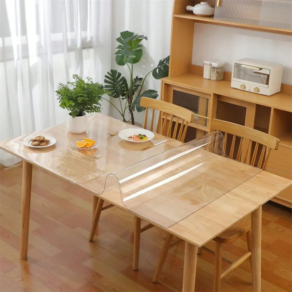 1.5mm Thick Clear PVC Tablecloth, Heat-Resistant Waterproof Oil-Proof Dining Mat for Kitchen Table, Multiple Sizes