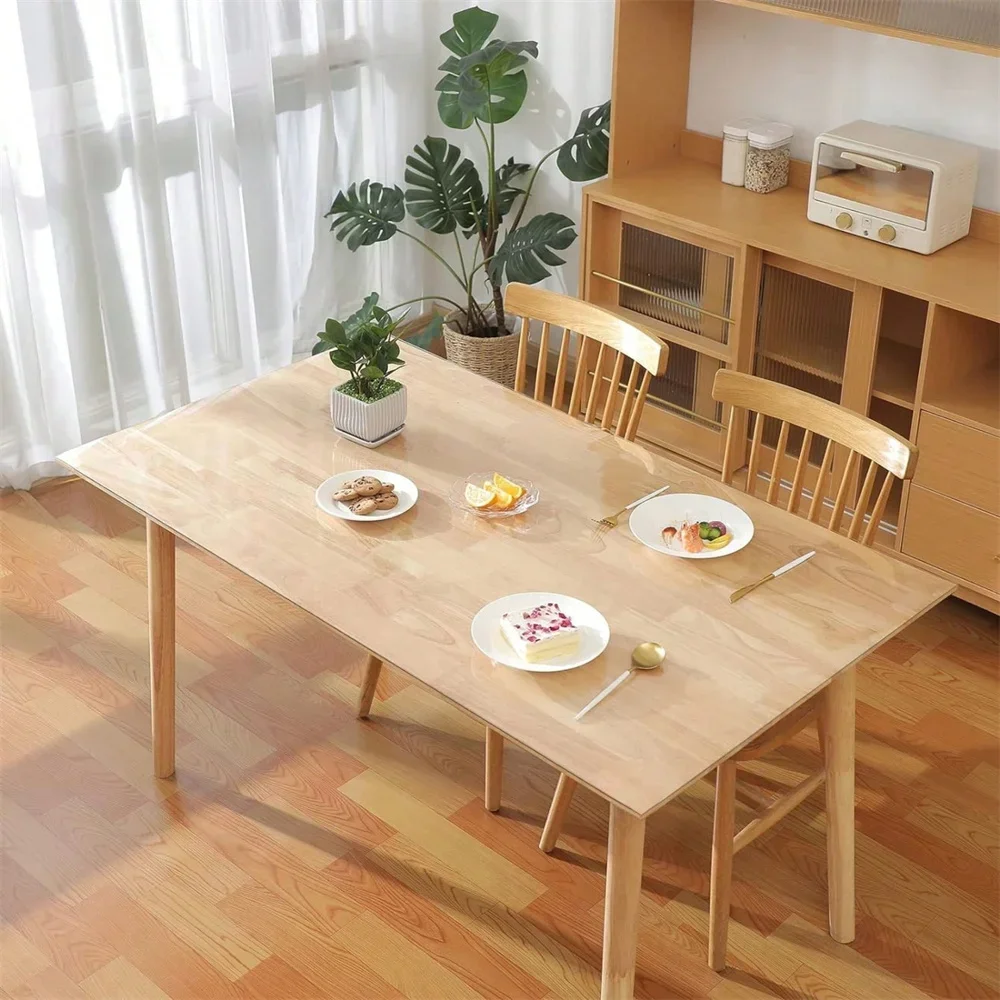 1.5mm Thick Clear PVC Tablecloth, Heat-Resistant Waterproof Oil-Proof Dining Mat for Kitchen Table, Multiple Sizes