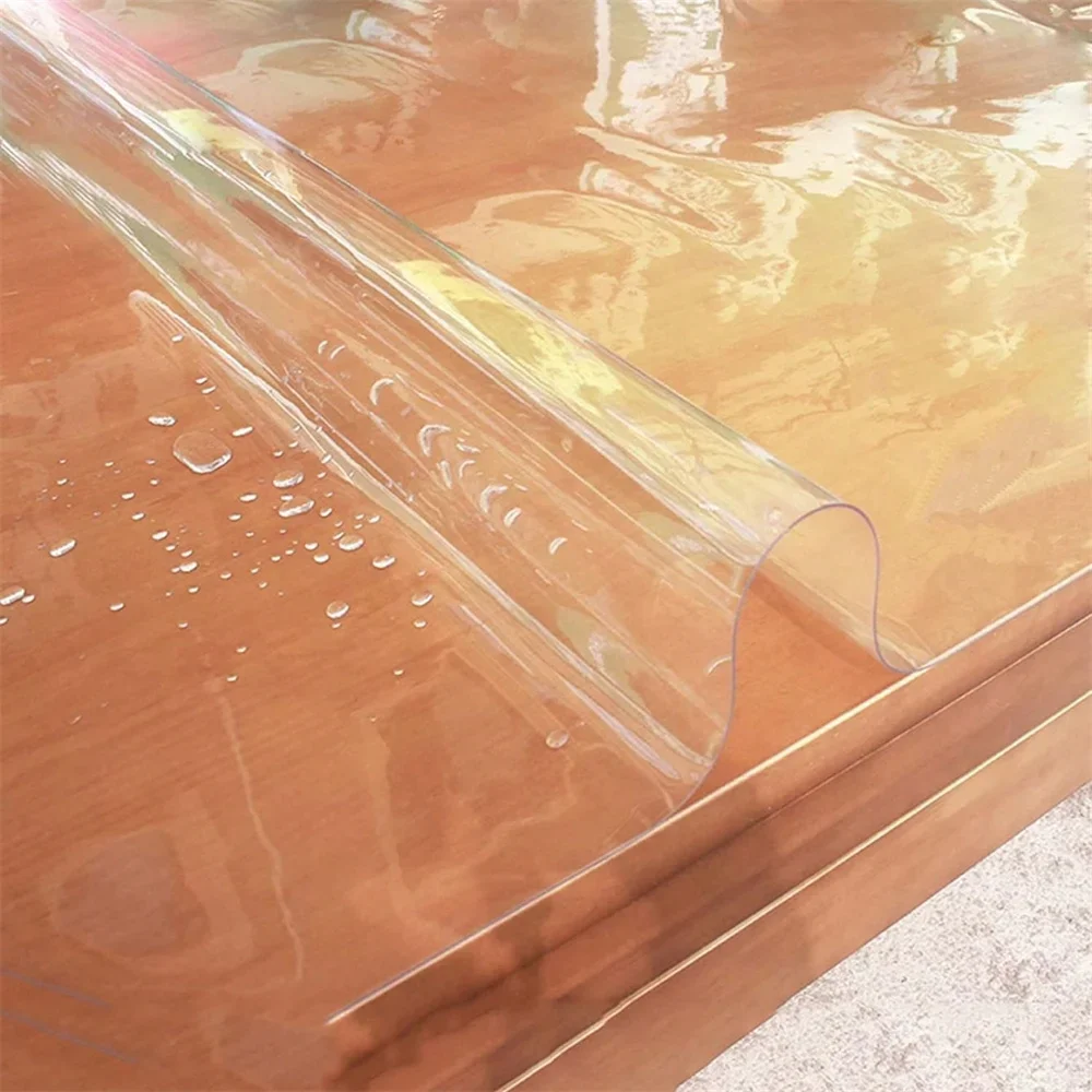 1.5mm Thick Clear PVC Tablecloth, Heat-Resistant Waterproof Oil-Proof Dining Mat for Kitchen Table, Multiple Sizes